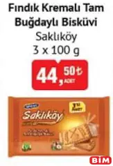 ÜLKER SAKLIKÖY FINDIK KREMALI TAM BUĞDAYLI BİSKÜVİ 3X100 G fiyat ve kampanya bilgisi